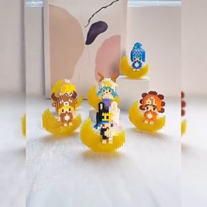 Mainan Bricks konstelasi LED Nano Block karakter kartun 3D Puzzle Mainan Anak Perempuan