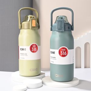 Cille Công Suất Lớn Ống Hút Giữ Nhiệt Cốc Inox 316 Xe Du Lịch Ấm Áp Bình Nước Thể Thao Ngoài Trời Bình Nước Cách Nhiệt