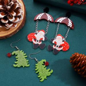 ต่างหูอะคริลิกรูปปีกข้ามฟากวันคริสต์มาส ตกแต่งหูแบบเข้าชุด วัสดุอะคริลิก เครื่องประดับแฟชั่น เครื่องประดับตกแต่ง