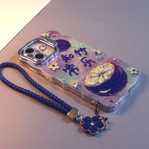 Blue Light Oil Painting ZhiZhu ChangLe iPhone 16 pro Max Phone Case Apple 15 Lens Film Full Cover 14 Blue Light Silicone 13 Personality Wave Edge 16 New Model Anti-Fall Hard Shell Women