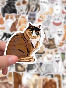 Hand-Drawn Cartoon Cat Original Animal Decal Stickers Decorative Self-Adhesive for Laptop Skateboard Bookshelf Computer Phone
