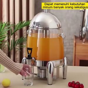 Dispenser Jus Stainless Ukiran Emas Model Roket dan Kembar 2 in 1 Termasuk Tabung Es dan Pemanas