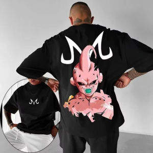 Bandai | Summer Dragon Ball Z T-Shirt Men Buu Majin Graphic Short Sleeve Oversized Streetwear Loose Fit Japanese Anime Fan Tee