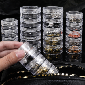5 Layer Jewelry Storage Box Transparent Round Organizer Box Portable Storage Box Pill Box 5 Layer Jewelry Box Transparent Revolving Jewelry Storage Box