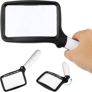 Handheld Magnifier 3X Magnifying Glass with 5 LED Light for Seniors Reading Repair Jewelry Craft Inspection Battery-powered