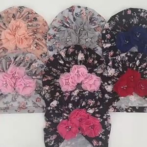 Mũ sơ sinh Che thóp cotton cho bé che thóp Mũ trùm đầu trẻ con.cái mũ đáng yêu của con gái.Mũ trùm đầu cho bé kiểu xoắn vải lạ mắt