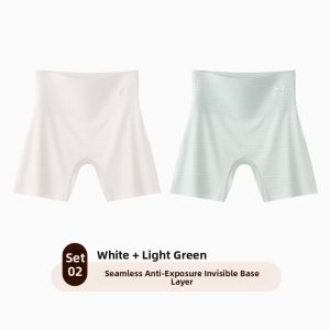 MiiOW | Womens Seamless Ice Silk Underwear High Waist Short Pants Cool Sensation Bottoming Shorts Anti-Light Protection Two-In-One Design