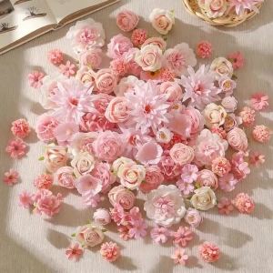 Bộ 50 Mix Nhân Tạo Hoa Hồng Đầu Hoa Giả Lụa Cánh Hoa Cho Gia Đình Phòng Trang Trí Đám Cưới Cô Dâu Thủ Công Tặng Phụ Kiện