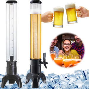 【Homelements】3L Beer Dispenser Beer Tower LED Light Tabletop Liquor Dispenser Transparent Drink Dispenser for Beer Wine Drinks