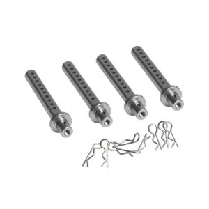 4Pcs Aluminum Alloy RC Car Body Posts Mount with R Clip for 1/10 Crawler Axial SCX10 90046 90047 90047 RC4WD D90 TF2 Tamiya CC01