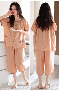 Miiow | Cat Person Summer Pure Cotton Short Sleeve Seven-Foot Loose Breathable Sleepwear Casual Women Simple Home Clothes