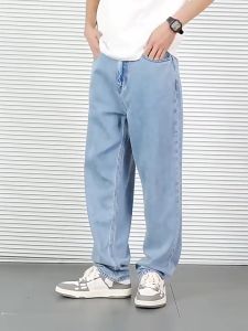 Size: 30-42  oversize Jenas for man Straight Pants Fat straight leg loose mens jeans