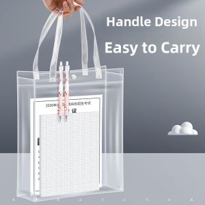 MONLEYTA | Large Capacity Transparent Portable Exam Room Handbag Stationery Storage Bag Student Book Carrier Waterproof Organizer