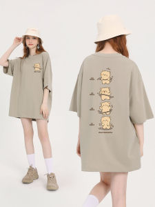 Sporty Cat Print Half Sleeve T-Shirt Womens Summer New Style Cotton Casual Fun Design Streetwear Loose Fit round Neck Top