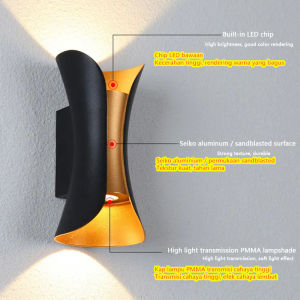 (COD) Lampu hias tempel pilar dinding tembok minimalis klasik antik - Hitam