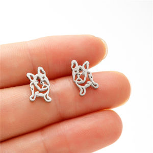 Silver Color Stainless Steel Earrings Lovely Chihuahua Dog Earings for Child Vivid Bulldog Dachshund Ear Studs Animal Funny Gift