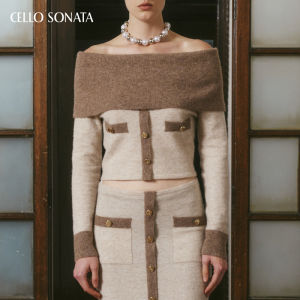 Cello Sonata | Contrast Color One-Shoulder Knit Top
