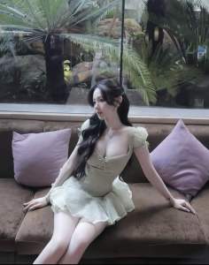 Váy ren hoa cổ V vuông xoè