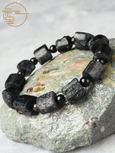 QINBAOSHUIJING | Natural Black Tourmaline Crystal Hand Bracelet