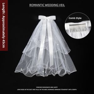 XINGGONGGUAN | Simple Wedding Headpiece Short Registration Certificate Bride Butterfly Knot Hair Clip Forest System Fairy Tale Style Soft Material