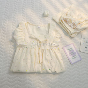 Cloud Cotton Sleepwear Long Sleeve Home Clothes Set Sweet Style Spring Autumn Youth Size Comfortable Breathable Dot Pattern