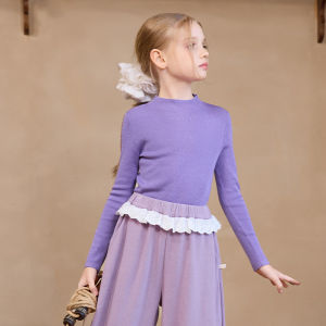 Little Naive | Wool Thermal Blended Solid Color T-shirt Mid-neck