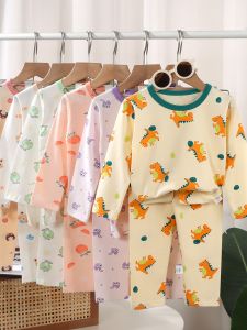Baby Long Johns Top & Bottom Set Suit Youth Bottoming Intimates Home Wear Lycra Cotton Boys and Girls Pure Cotton Pajamas Fall and Winter