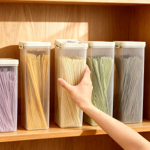 WORTHBUY Hộp Bảo Quản Mì Ý Nhựa Chống Ẩm Kín Hơi Mì Hộp Đựng Kín Spaghetti Organizer Có Tay Cầm Cho Nhà Bếp
