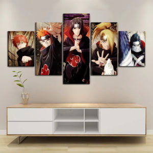 KAYOU | 5 Piece Akatsuki NARUTO Anime Poster HD Wall Picture Canvas Painting for Living Room Decor Canvas Poster Home Decor Gift