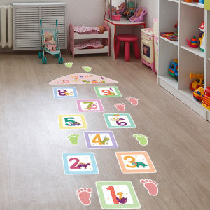Cartoon Universe Planets Hopscotch Game Sticker Floor Stickers for Kids Room Home Decals Baby Room Home Decoration Have Fun PVC