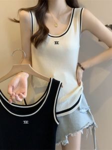 เสื้อกั๊กถักแขนกุดสไตล์สตรีทสำหรับผู้หญิงไซส์ใหญ่ในช่วงฤดูร้อน เสื้อชั้นในแบบสวมใส่สบาย ดีไซน์เก๋ไก๋สำหรับใส่ลำลอง