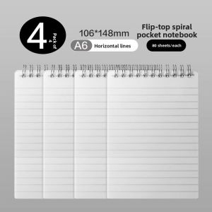 Deli Thickened Mini Spiral Notebook Portable A6 Size Blank Paper Horizontal Lines Word Flashcard Simple Design Carry Everywhere