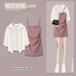 ชุดเดรสสายเดี่ยวสุดสง่างามสำหรับฤดูร้อนปี 2023 สำหรับผู้หญิงวัย 18-29 ปี เสื้อผ้าทำงานสไตล์เกาหลีสั้นเอวสูง