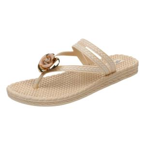 Flip Flops Womens Outer Fashion Summer New Arrival Student Flower Flip-Flops Plastic Rubber Shoes Beach Slippers