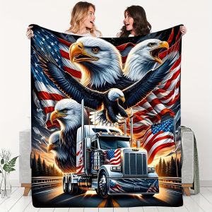Chăn Nỉ VIKAMA Phong Cách Mỹ Cổ Điển Họa Tiết Đại Bàng Chất Liệu Polyester Mềm Mại Dùng Trang Trí Ghế Sofa Ô Tô Phòng Ngủ.