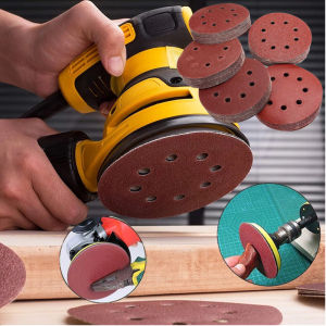 10pcs Sandpaper Round Shape Sanding Discs Hook Loop Sanding Paper 8 Hole Polishing Pad