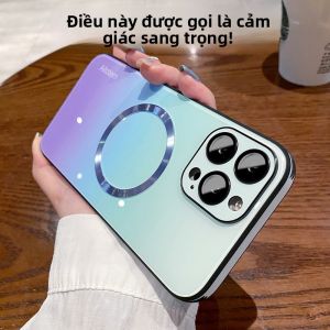 Ốp Lưng Điện Thoại Bằng Kính Mờ Hấp Thụ Từ Tính Cho Apple 17 pro 15 14 Silicon Chống Rơi Bảo Vệ Toàn Diện Cho Apple 13 pro Max 12