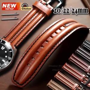 Double Bone Mens Watch Strap 20mm 22mm 24mm Smartwatch Leather Quick Release for Seiko Bracelet for Rolex Waterproof Wristband