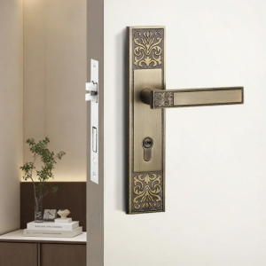 Song Style Aesthetic Zinc Alloy Antique Silence Door Lock and Handle