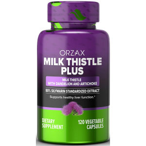 Milk Thistle Supplement with 80% Silymarin Detoxification Liver Health Antioxidant Defense Vegan 120 Capsules 4 Months Supply Halal ORZAX
