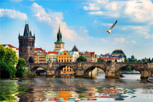 500/1000/1200/2000Pieces High Quality Jigsaw Puzzle Toy Blue Card Paper Adult Building Landscape Prague Oil Painting Puzzle