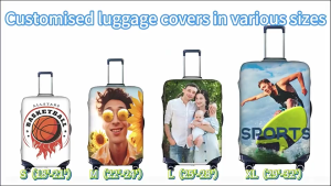 Custom luggage cover protective case anti-scratch travel luggage cover stretchable waterproof fit 18 24 26 28 32 inches as well as luggage tags