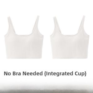 Miiow | Cat Woman Strap Vest Womens Built-In Chest Pad Short Style Summer Top Inner Wear Base Layer Shirt Beautiful Back Design