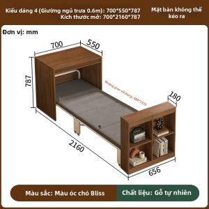 JIALANGE | Giường Gấp Gỗ Nguyên Khối Có Bàn Ngầm Dành Cho Người Đơn