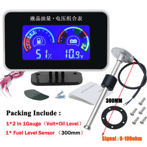 0-190 ohm Car Boat Digital Voltage Meter Voltmeter Ammeter Fuel Gauge with A5 Oil Tank Level Meter Sensor 100~500mm DC 12V 24V