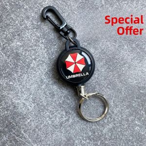 Portable Retractable Steel Wire Rope Keychain Automatic Rebound Easy Pull Creative Gift Keychain Waist Belt Hook Personality