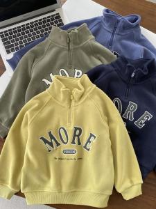 Double Layer Boys Zipper Hoodie New Autumn Winter Polyester Spandex Fleece Thickened Comfortable Soft Fabric No Hat