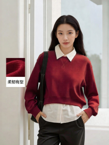 Semir | Spring Short Faux Two-Piece Shirt Collar Sweatshirt
