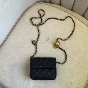 คลาสลีก กระเป๋าสะพายข้าง คาดเอวได้ สายโซ่ทอง หนัง PU 51-1