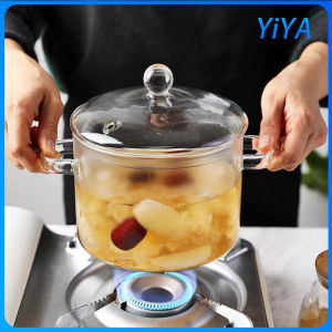 1.5L 1.9L high borosilicate glass soup pot with ceramic pot glass binaural instant noodle bowl